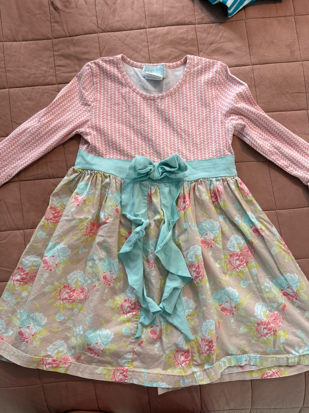 Toddler Pink & Aqua Floral Long-Sleeve Dress